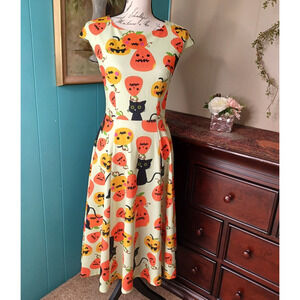 Dress Tells Retro Women's Halloween Swin Dress Short Sleeves, Rockabilly Cats